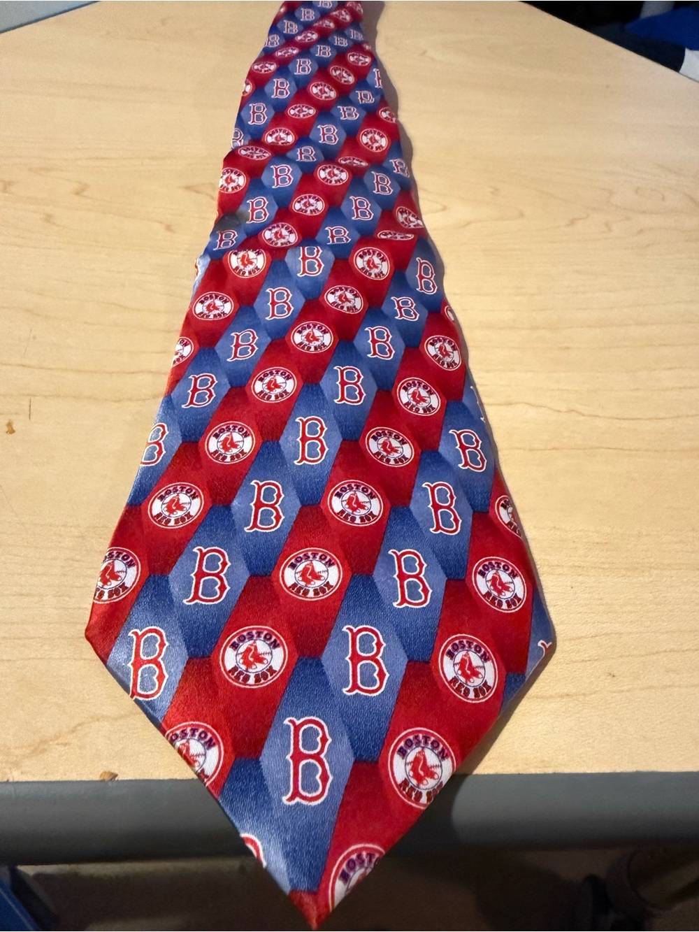 MLB Boston Red Sox Tie in Red and Blue Diamond Pattern